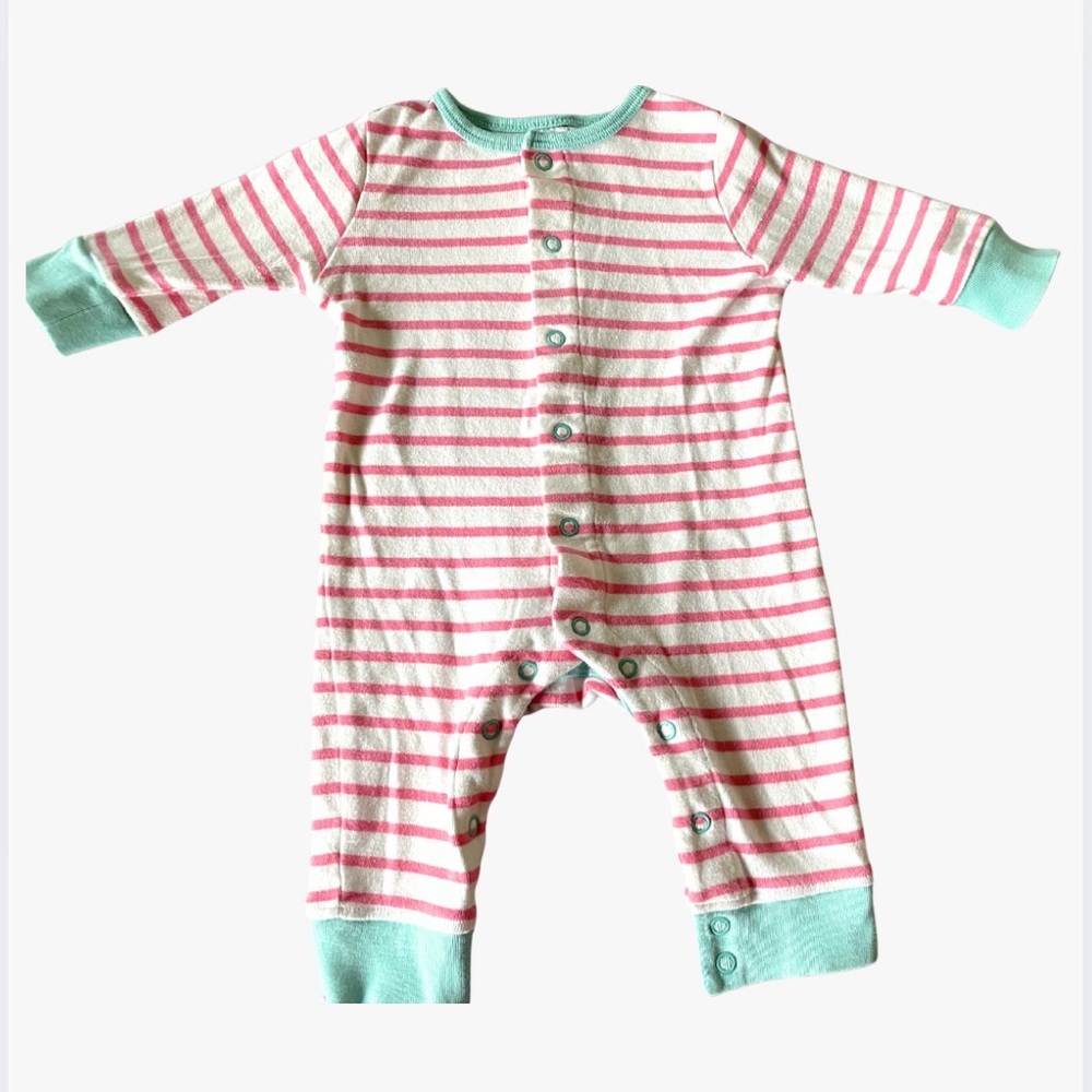 🍉 Boden Pink and Mint Striped Play or Sleepwear